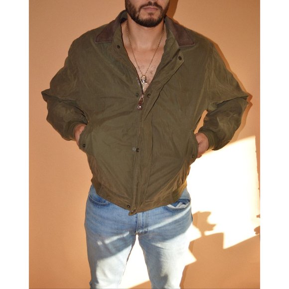 Vintage Dockers Leather Collared Bomber Jacket - Picture 2 of 3